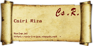 Csiri Riza névjegykártya